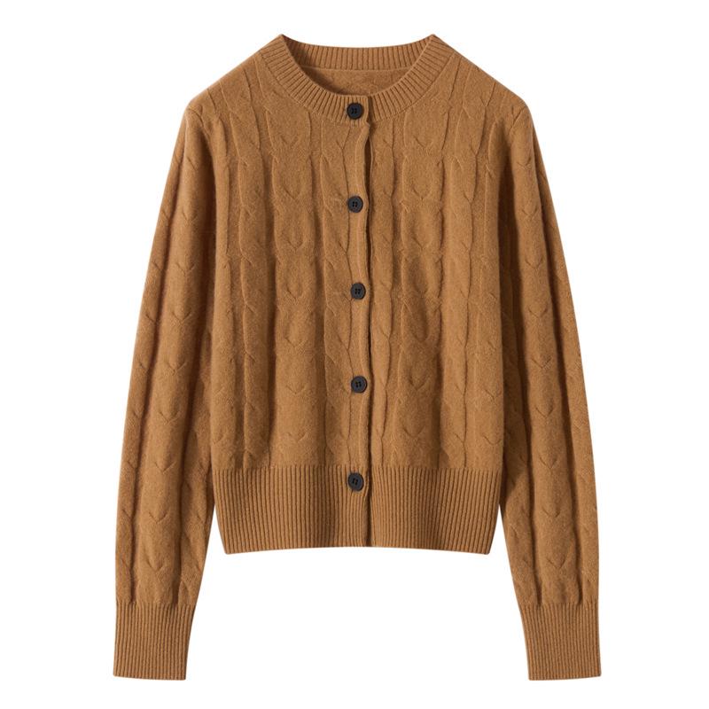 Women's Trendy 100% Wool Cardigan Coat - Large Button, Soft Fluffy, Solid Color, Loose Open-Front Sweater Outerwear for 2025