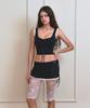 VINAJ Ribbon Lace Sleeve Half-Top Bikini Bra (Black)