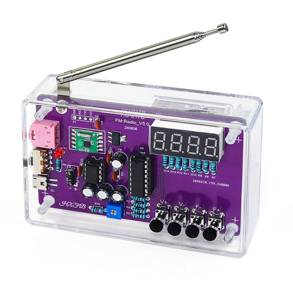 FM Radio Module DIY Kit with Clear Display and Custom Audio Settings