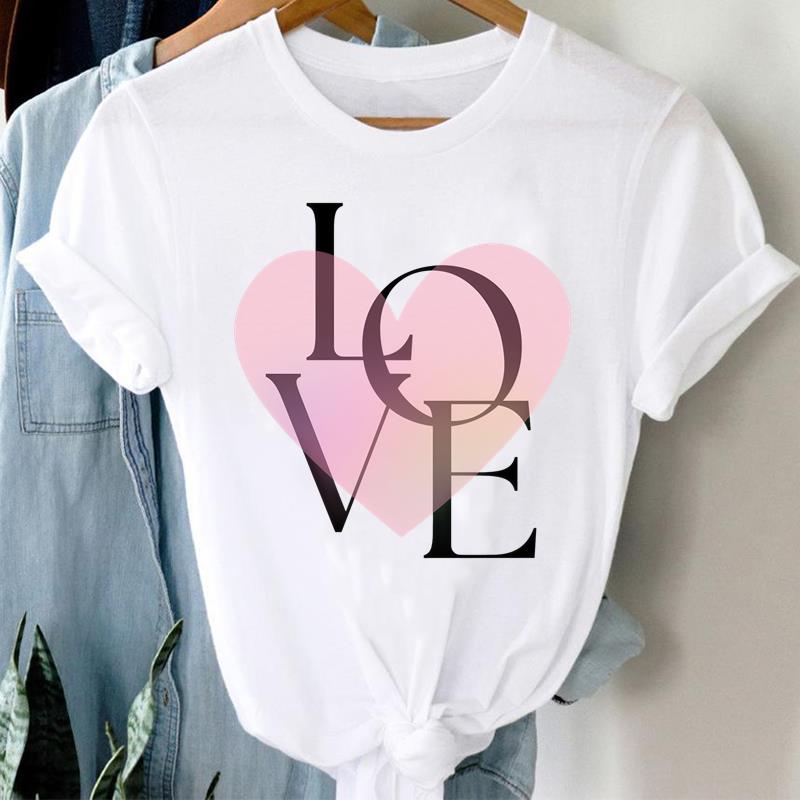 (Asian Size) Women Printed Tee Fashion Lady love letter style  Clothing Casual T Shirt Female Top Graphic Short Sleeve T-shirts