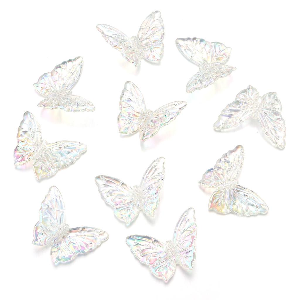 10Pcs Acrylic 3D Butterfly Charms Color Plated Loose Spacer Bead for Jewelry Making Accessories DIY Bracelet Earring Phone Chain