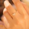 14K Gold-Plated S925 Sterling Silver Butterfly Ring - Delicate Minimalist Design for Women