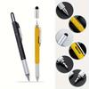 6-in-1 Heavy-Duty Multitool Pen - Water-Resistant, Retractable, Metal Construction With Medium Point, Ballpoint Pen, Ruler, Stylus, Level, Screwdriver