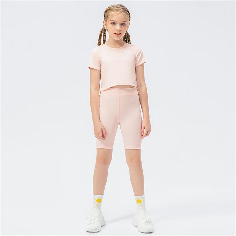 Girls  Athletic Short Sleeve & Shorts Two-Piece Set 130