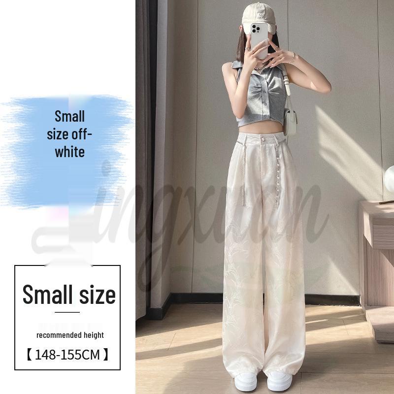 2026 Spring/Summer Women s Silk Jacquard Wide-Leg Pants - New Chinese Style, Casual National Style L