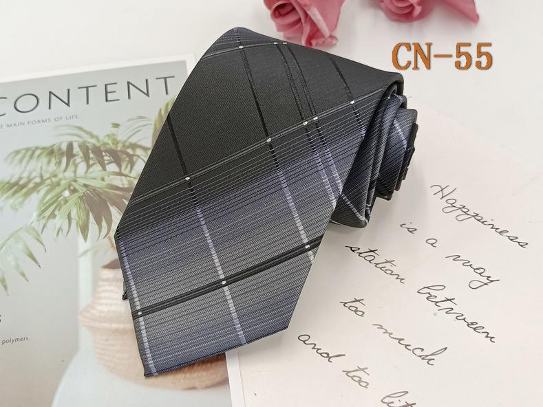 Herren Formell 8cm Schwarz Gestreifte Krawatte, Polyester-Seide, Jacquard Garngefärbt, Handgestrickt.