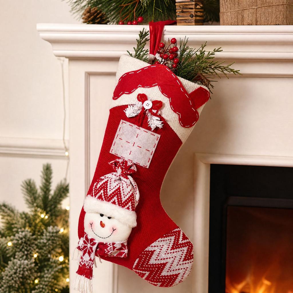 Christmas Stocking 3D Hanging Ornament – Kids Party Candy Gift Bag, House Christmas Tree Decor