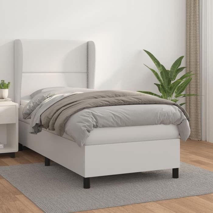 3128938 vidaXL Divan Bed with Mattress White 80x200 Cm Faux Leather