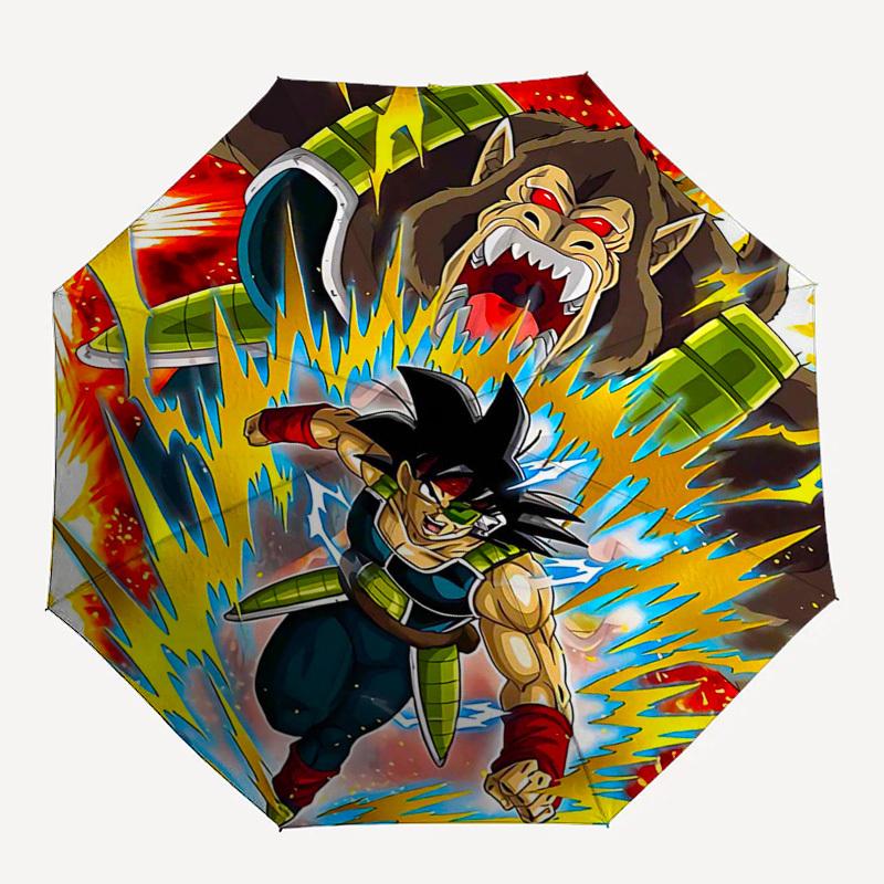 1pc Dragon Ball Z Goku & Beerus Outdoor Umbrella - Automatic Opening/Closing - Portable 3-Fold Design - 8-Rib Iron Frame - Ideal Gift for Fans, Travel