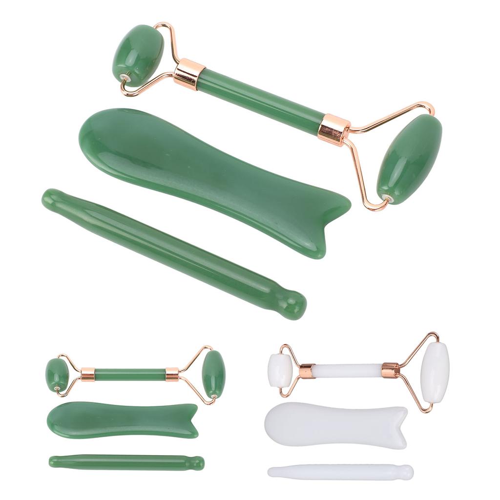 Jadestone Roller Massage Gua Sha Set Facial Manual Double Heads Jadestone Roller Massage Scraping Se
