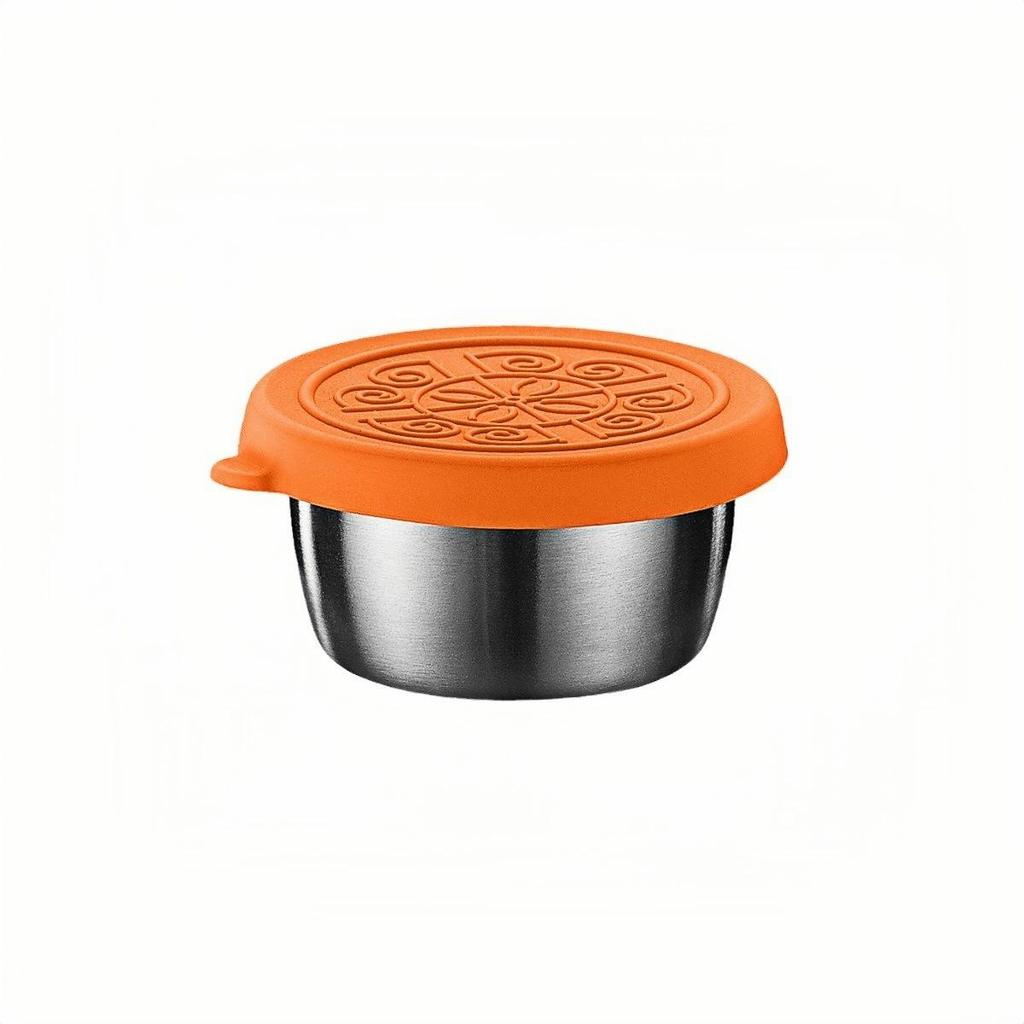 Stainless Steel Sauce Cup with Silicone Lid - 304 Dipping Dish for Salad, Tomato, and Seasonings.