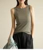 Summer new threaded versatile vest slim-fitting sleeveless tight top slimming one-word collar top trendy