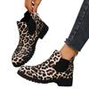 Fashion Women's Boots 2024 Autumn New Fashion Leopard Print Thick Heel Pointed Toe Versatile and Comfortable Women's Short Boots Shoes