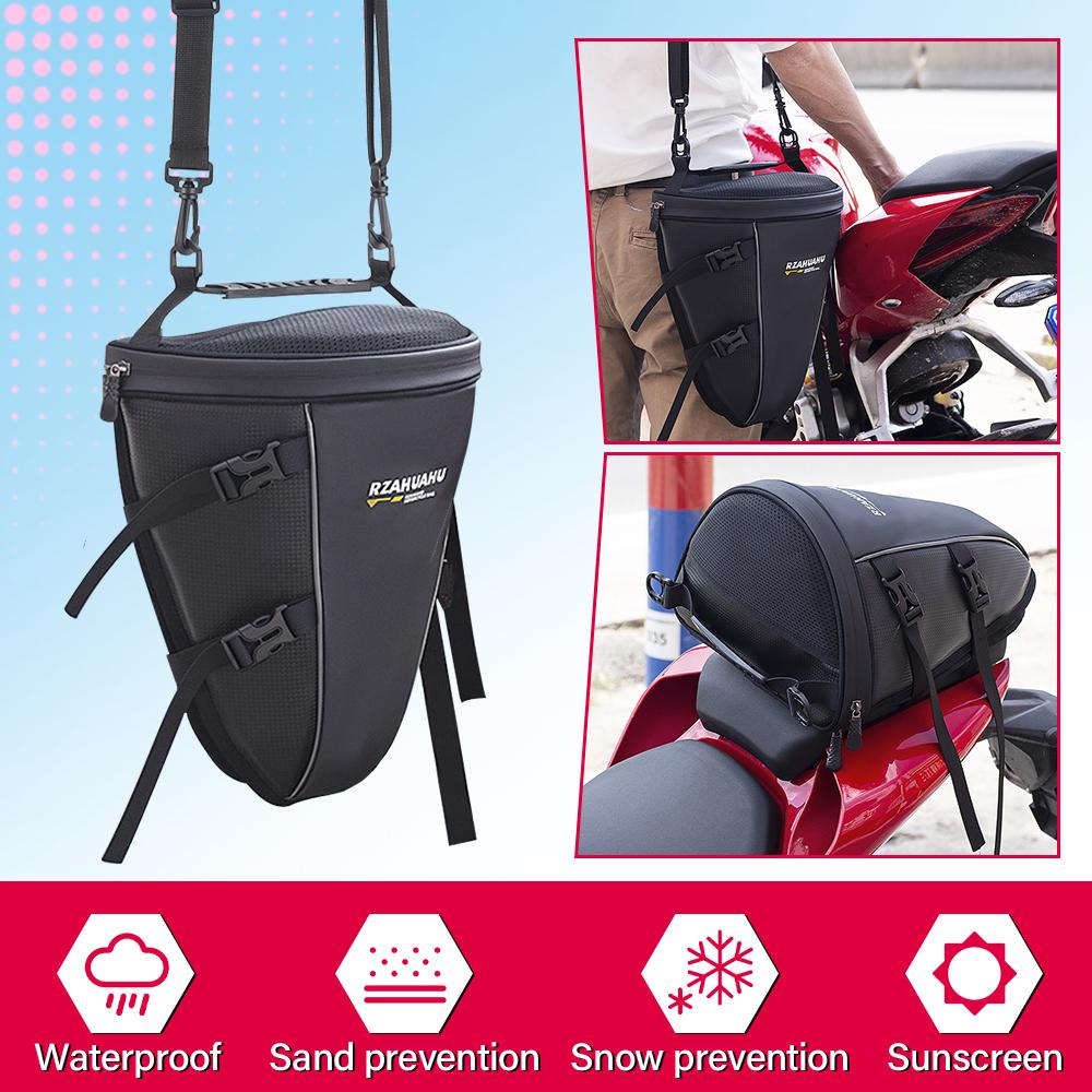 Large Capacity Motorcycle Rear Seat Bag Waterproof Motorbike Tail Bag Saddle Bag for Travel Storage Fits for Electric Bike