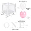 Baby Girl First Birthday Party Decoration Three Balloon Boxes with 24 Balloons for 1 Year Old Baby Birthday Party Backdrop Favor