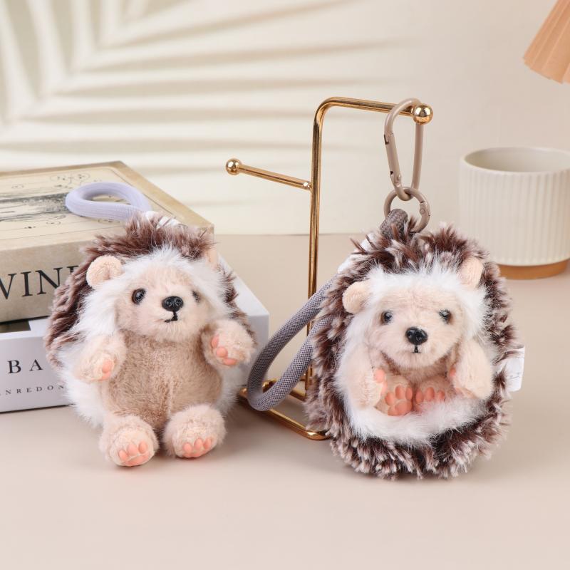 Süßer Wende-Igel Plüsch Schlüsselanhänger Flauschiges Stofftier Puppe Schlüsselanhänger Rucksack Anhänger Niedliches Schreibtisch-Haustier Tasche Dekoration