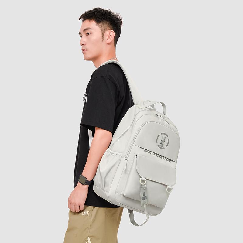 Contrast Color Student Schoolbag Men's Backpack Large Capacity Travel Backpack