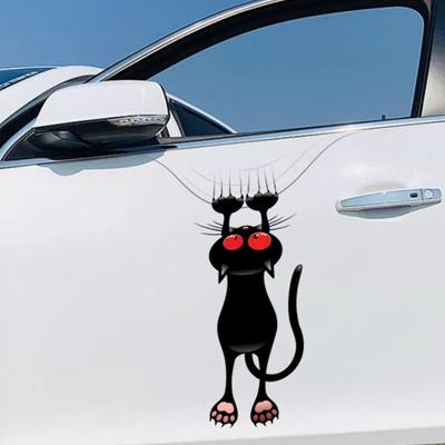 Wandaufkleber, rote Augen, Katze, mattierte Oberfläche, Auto-Wanddekoration, selbstklebend, rutschfest, tolle Klebrigkeit, abnehmbarer Aufkleber
