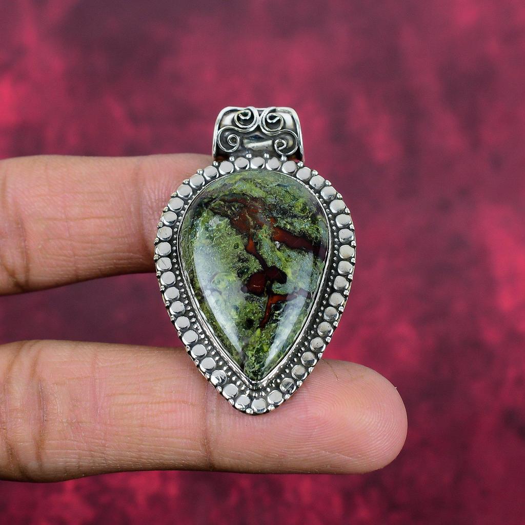 Bijou en pierre de sang de dragon, pendentif en pierre précieuse fait main, pendentif en argent sterling massif 925, bijou ancien, cadeau de fiançailles