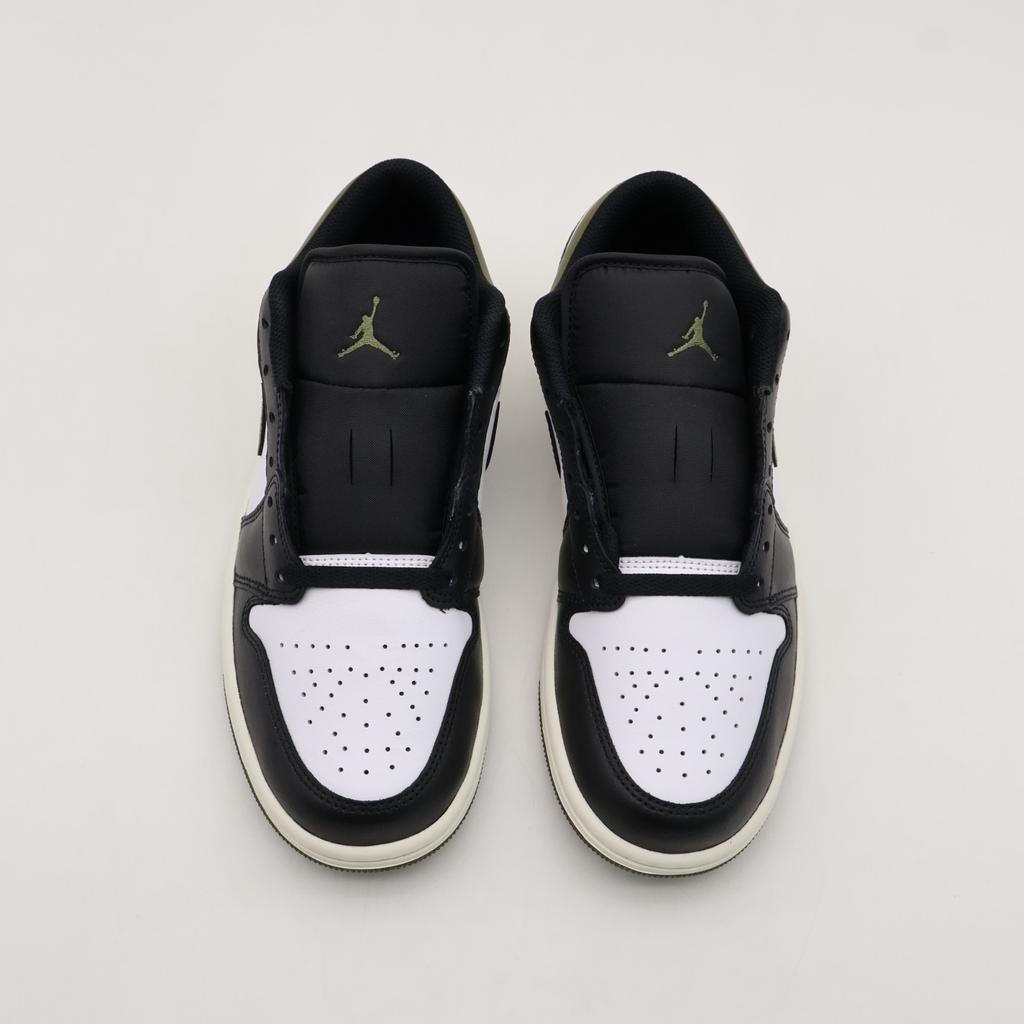 553558-092 Nike Air Jordan 1 Low Black Medium Olive White (Men's)