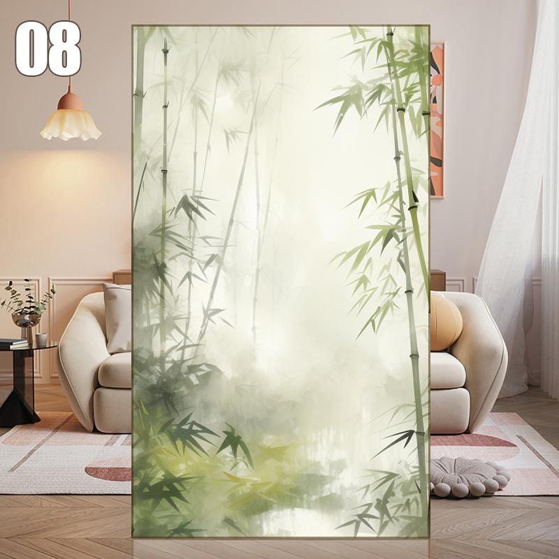 Chinese Bamboo Forest Wall Sticker Living Room Decor Static Self-adhesive Glass Door Window Privacy Film Anti Peeping Decal