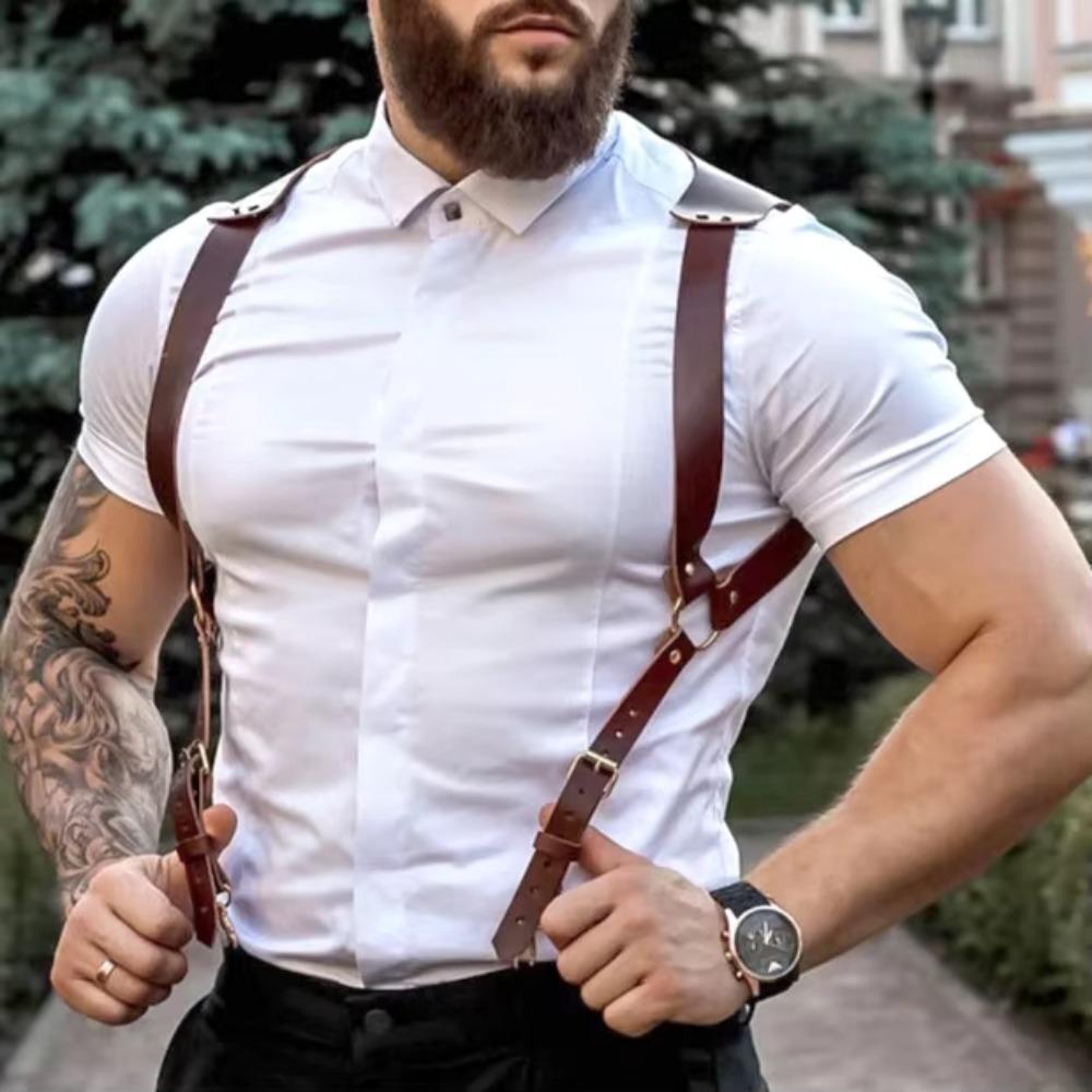 PU Male Corset Suspenders Adjustable Body Harness Clothing Accessories  Chest Decoration