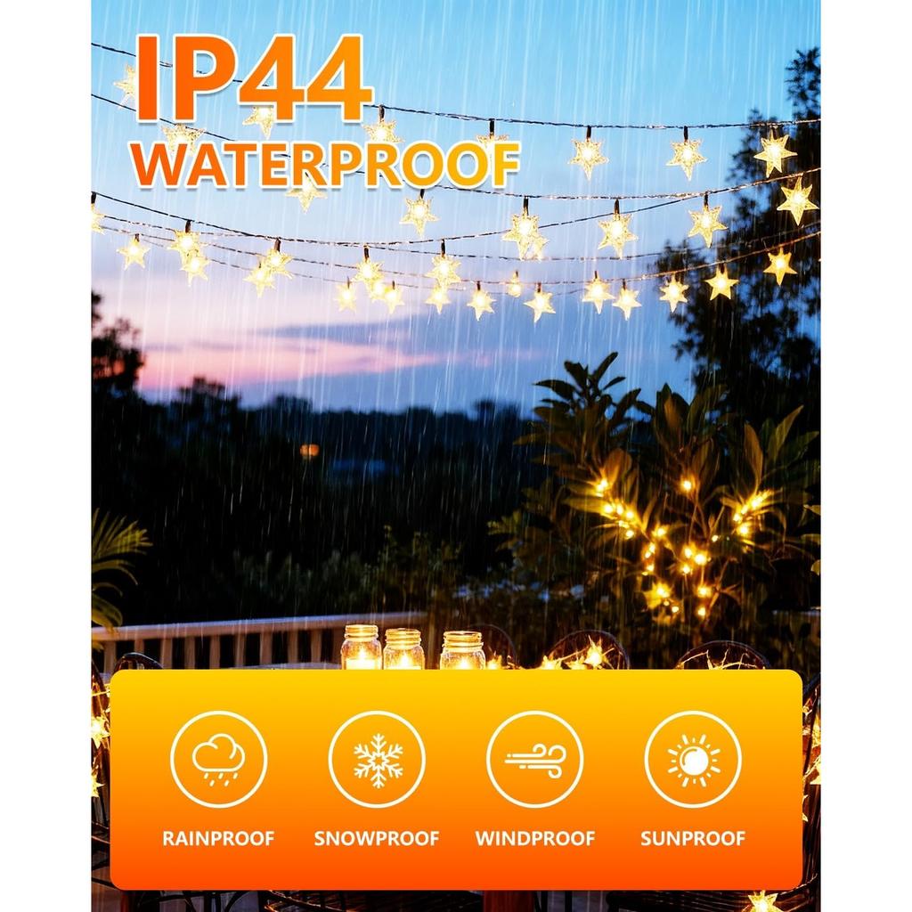 Twinkle Star 100 LED Sternen-Lichterkette Stecker 10m, Warmweiß