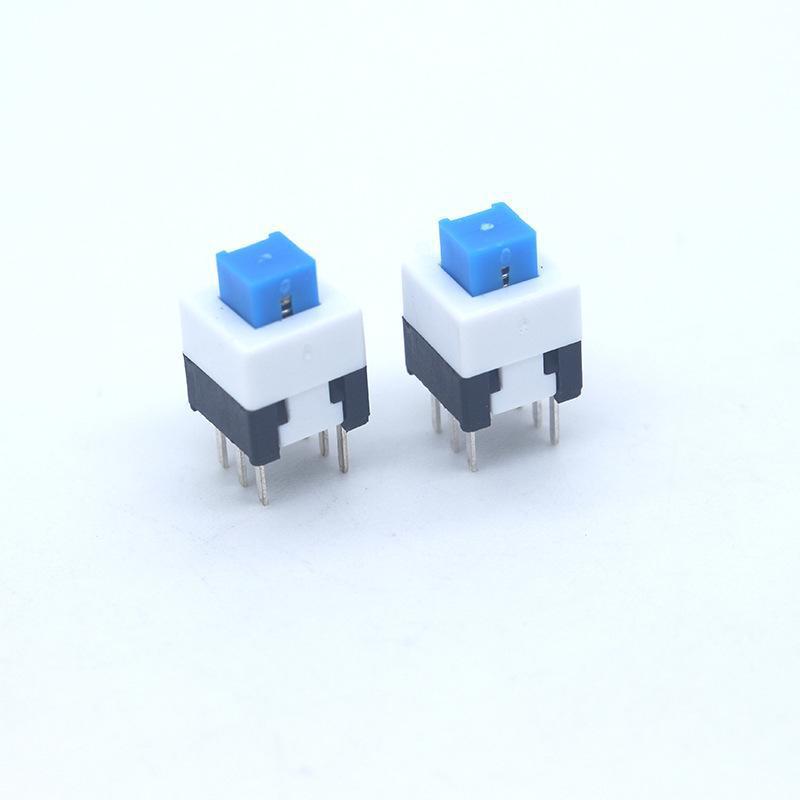 In Stock: 5.8x5.8 and 8.5x8.5 High/Flat Head Self-Locking Button Switch, Non-Locking Option Available