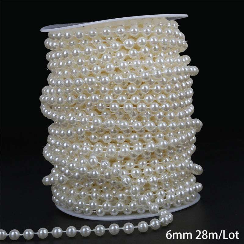 Multi-Size ABS Imitation Pearl Beads Chain Trim for DIY Wedding Dress Costume Applique Craft Accessories
