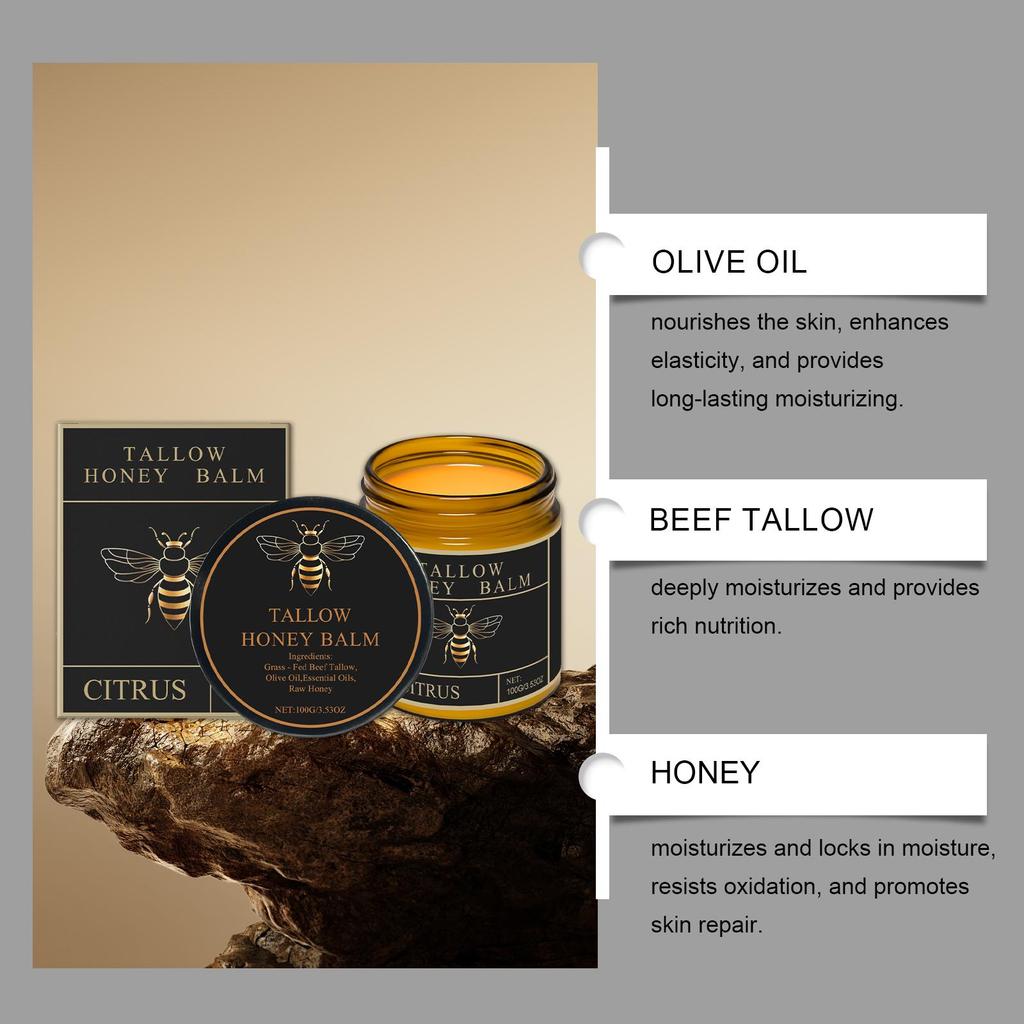 AMZ Crema Idratante al Grasso di Miele per il Viso Cura Quotidiana Delicata della Pelle Idratazione e Nutrizione per Pelli Secche Con Profumo di Agrumi 100g