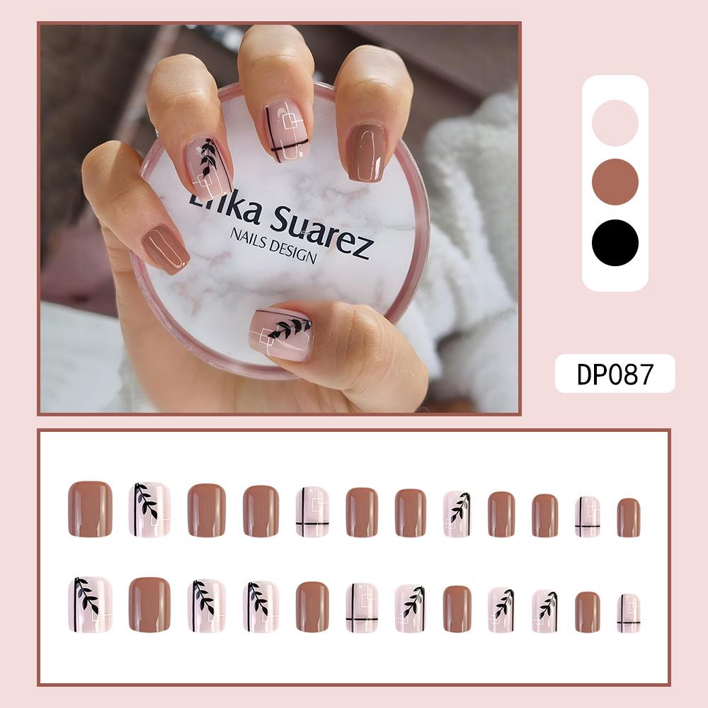 Reusable Blush Nail Art Set: 24 Detachable Wearable Nail Stickers