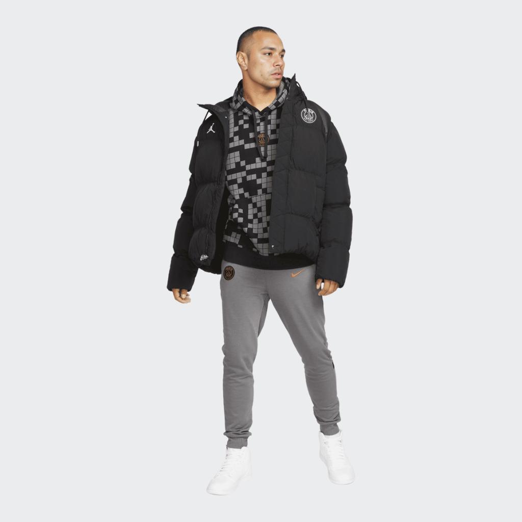 Jordan Paris Saint-Germain Logo Print Badge Hooded Cotton Jacket Men Outerwear Black DB6495-010