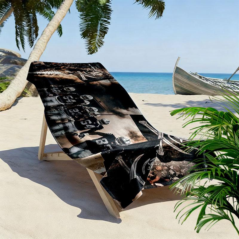 Raiders Players Print Beach Towel, Large Soft Quick Dry Towel for Beach Camping Swimming