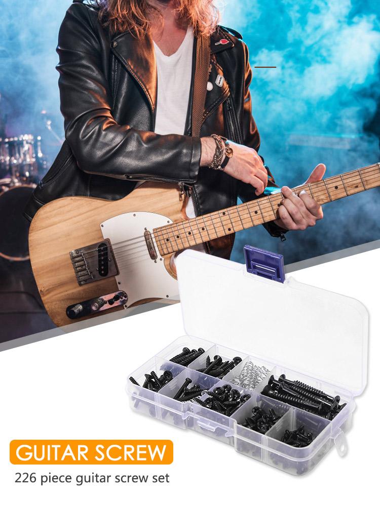 226pcs Electric Guitar Screw Kit Mounting Screws Assortment Box for Electric Guitar Bridge Pickup Pickguard Tuner