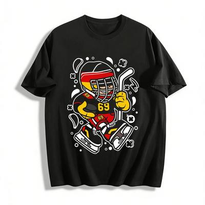 Germany Style No.69 Ice Hockey Player Graphic Casual Sports Tee Pure Cotton T-shirt