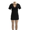 Women's Summer New Sexy V Neck Halter Cut Out Mini Dress Short Sleeve Solid Color Casual Club Party T-Shirt Dress