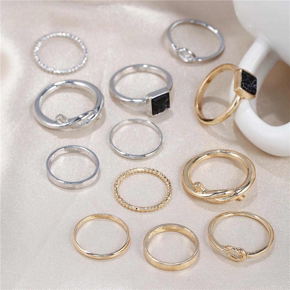New fashionable personalized open turquoise 1-piece combination ring women's European and American joint ring tail ring set