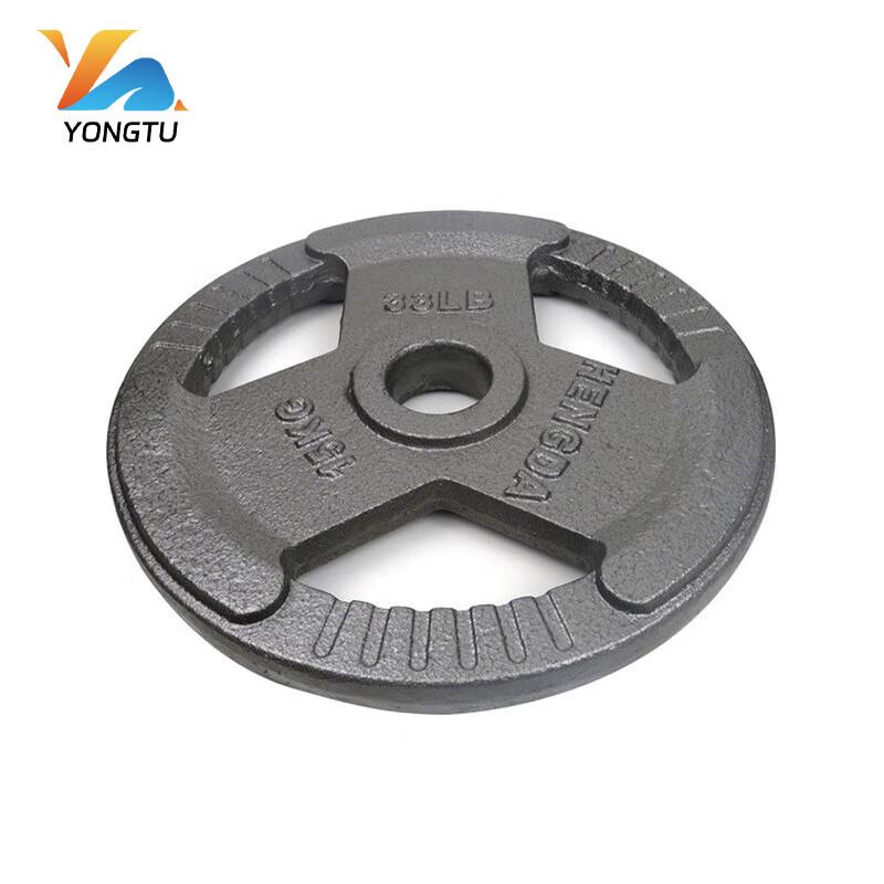 Yongtu Three-Hole Painted Cast Iron Barbell Weight Plate