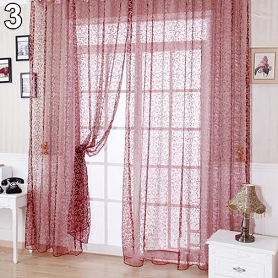 Printed Sheer Voile Home Window Door Divider Drape Curtain