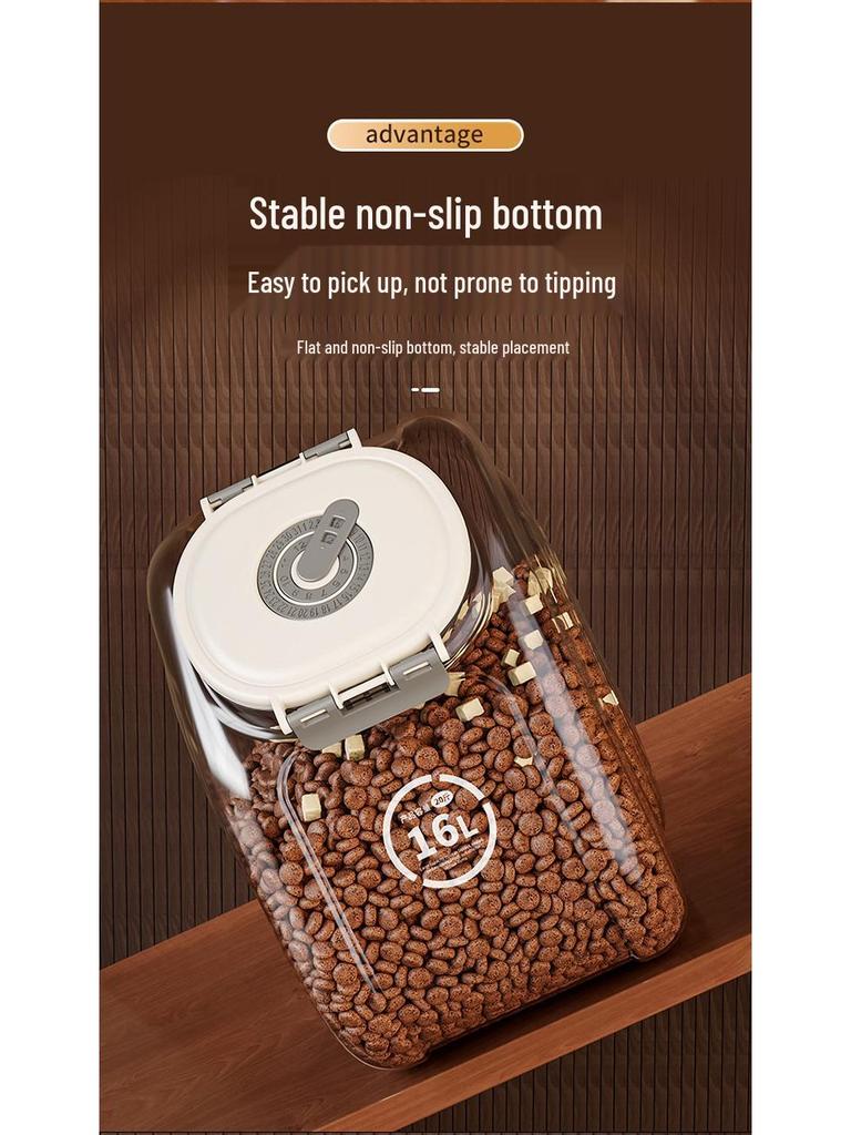 Large Capacity Sealed Moisture-Proof Pet Food Storage Bucket, Transparent for Cat and Dog Food