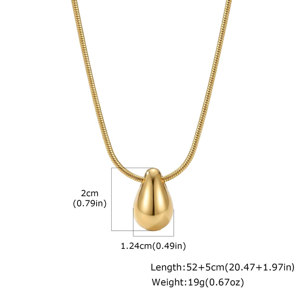 Water Droplet Shape Pendant Necklace for Women, Stainless Steel Female Necklace Waterproof Chain Pendant Jewelry Gift
