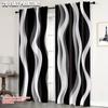 2Pcs Modern Abstract Art Black Striped Light-Filtering Curtain Polyester Drapes For Living Room Office Bedroom Home Decor