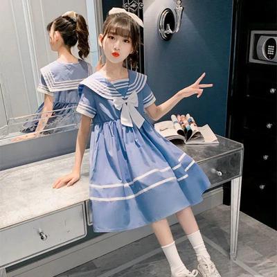 Girls' Summer Korean Sailor Collar Princess Dress