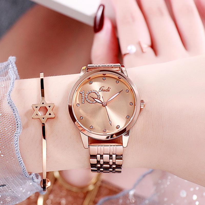 Women'S Temperament Diamond-Encrusted Wrist Watch Fashion Steel Belt Women'S Quartz Watch Casual Waterproof Women'S Watch