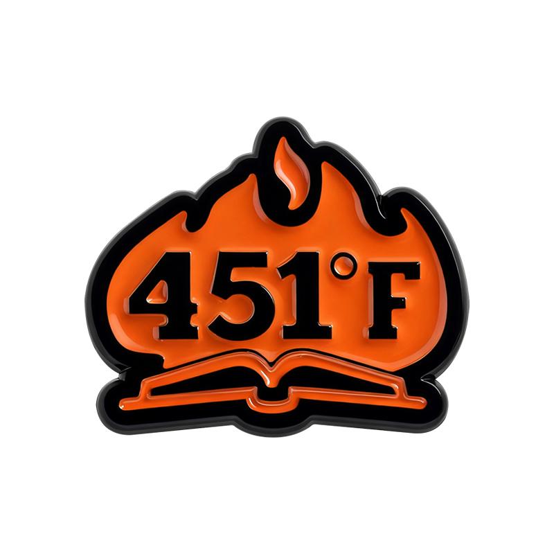 

451 Fahrenheit Enamel Pins Fire Book Reading Brooches Lapel Badges Clothes Punk Reader Jewelry Gift for Friends