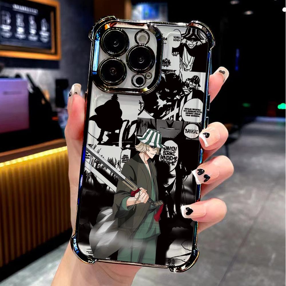 Luxury Anime Cool BLEACHS Plating Phone Case For Xiaomi Redmi A3 14C 13C 12C K50 A1 Note 14 13 12 11 10 Pro Plus 4G 5G Anti Fall