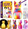 Paint Your Own Cat/Deer Lamp Art Kit DIY Geometric Night Light Art Supplies Gifts for Kids Boys Girls Ages 6 7 8 9 10 11 12