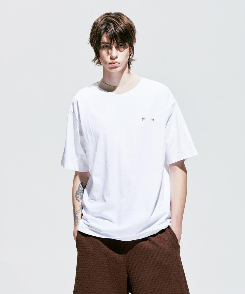 SSY Rib Bold Neck Pierced T-Shirt White