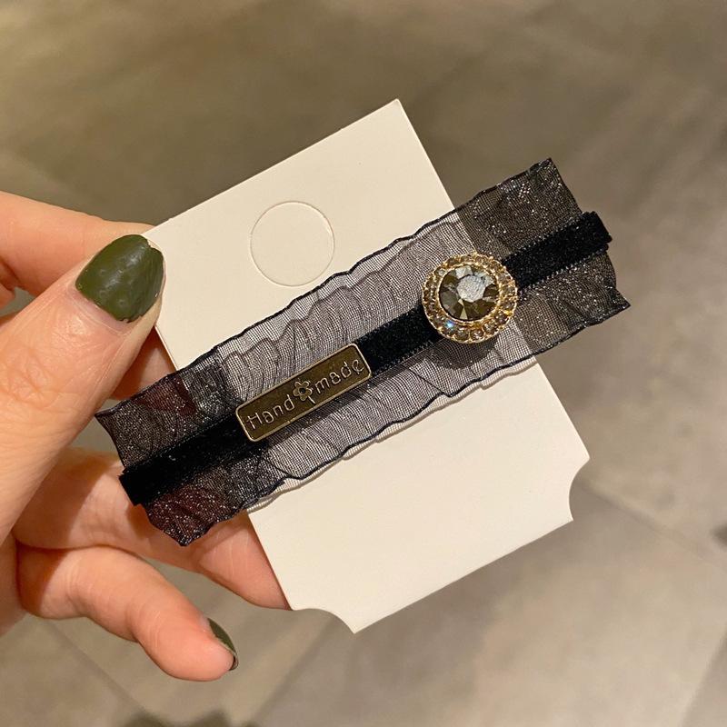 Retro Koronkowe Spinki do Włosów Zestaw dla Kobiet Ręcznie Robione Moda Koreańska Najnowsze Czarne Jedwabne Akrylowe Kwiatowe Klipsy do Włosów Nakrycie Głowy