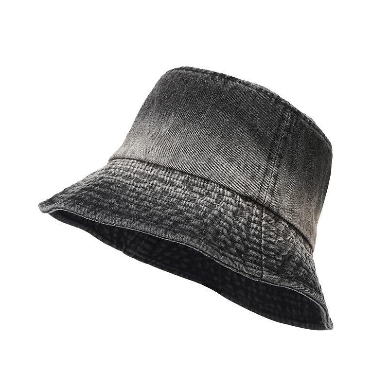 Denim Bucket Hat New Contrasting Color Washed Retro Basin Hat Women's Tide Spring and Summer Outdoor Sun Protection Hat